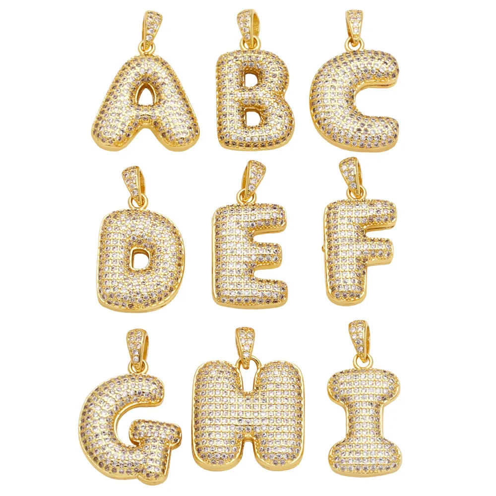 OCESRIO Alphabet Crystal Big Initial Letter Necklaces Pendant Copper Gold Plated Chunky Jewelry Making Supplies pdtb470