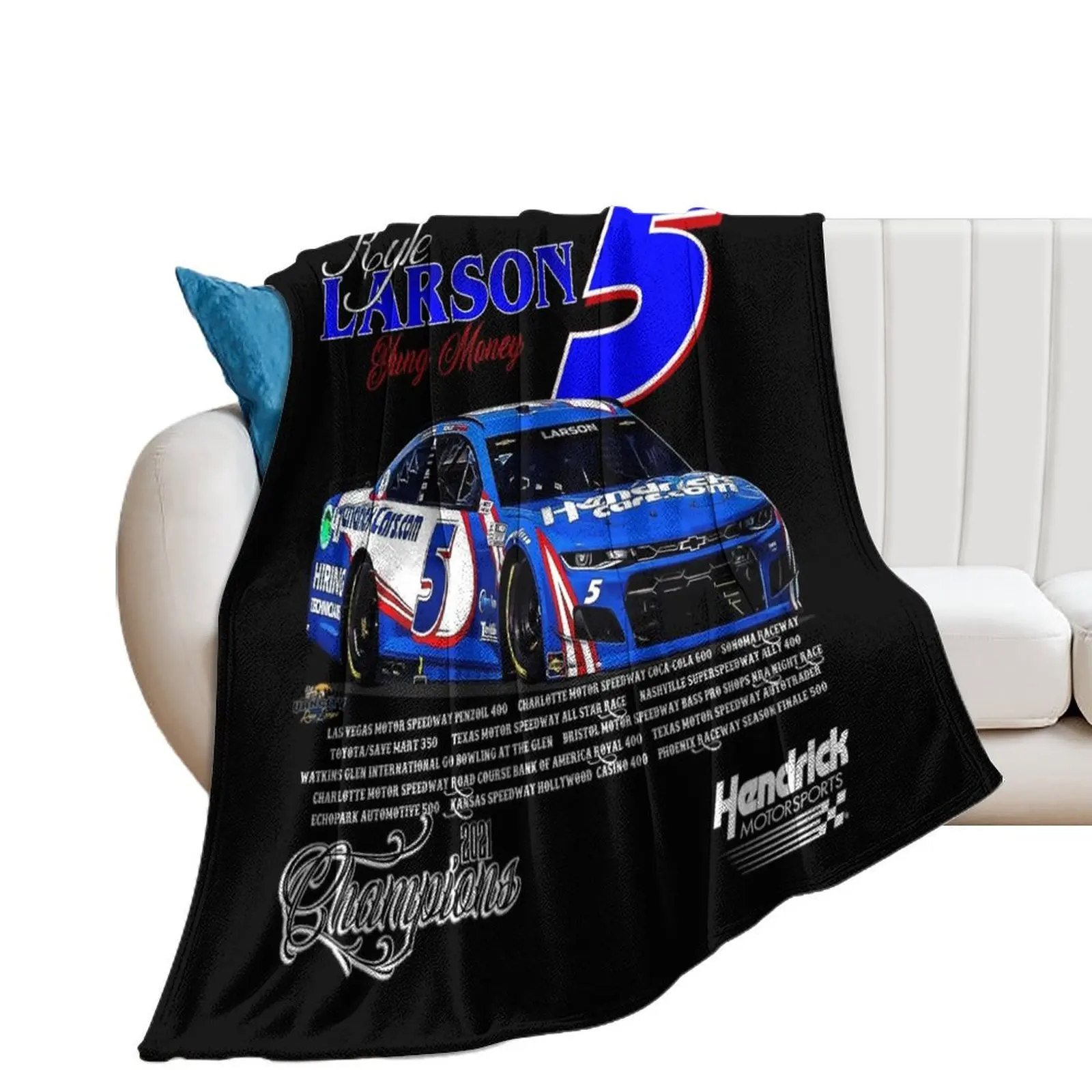 Kyle Larson Champion Throw Blanket funny gift Blankets For Sofas halloween Warm Blankets