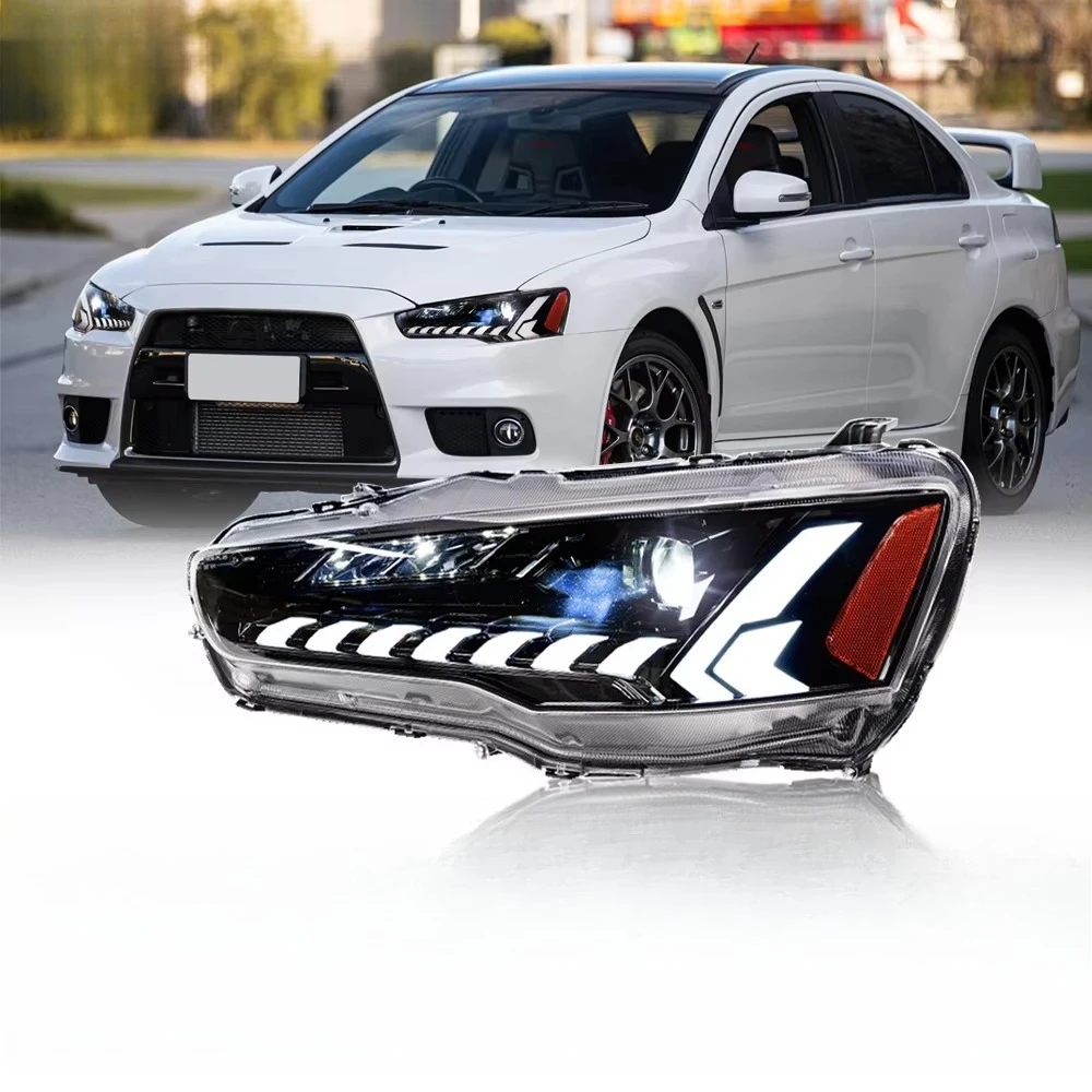 2008-2018 for Mitsubishi Lancer EX Modified LED Car Headlight Assembly, Devil's Eye Style, with Turn signal Flow Light