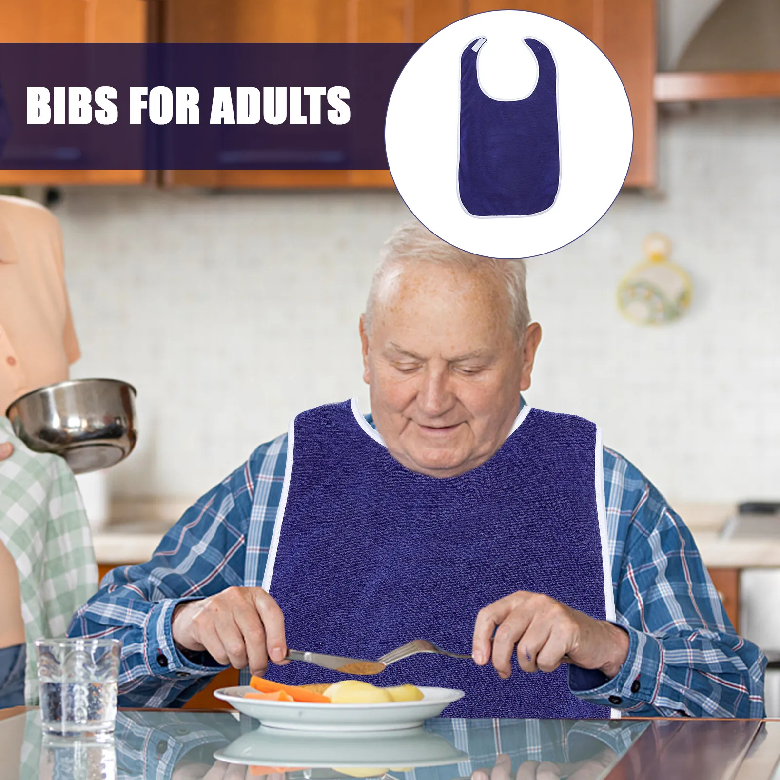 Waterproof Washable Elderly Adult Bib For Senior Polyester Dining Seniors Patients Clothes Easy