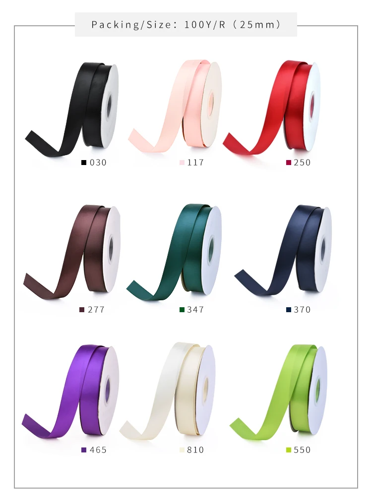 YAMA 25yards/roll Double Face Satin Ribbon 6 9 13 16 25 38 mm Solid Color Ribbons for Handmade Craft Gifts  Wedding Decoration