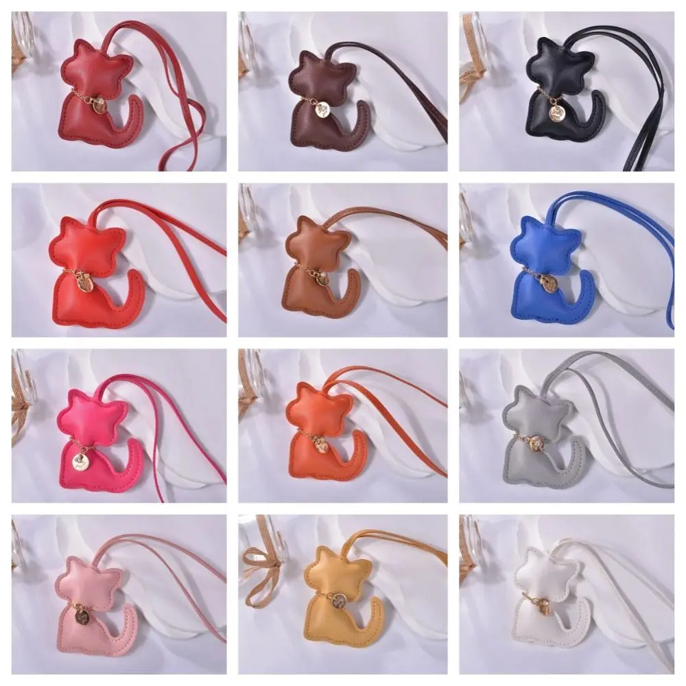 Lovely Car Key Holder Cat Keychain Animal Creative PU Leather Keyring Fashion Colorful Kitty Bag Pendant Birthday Gift