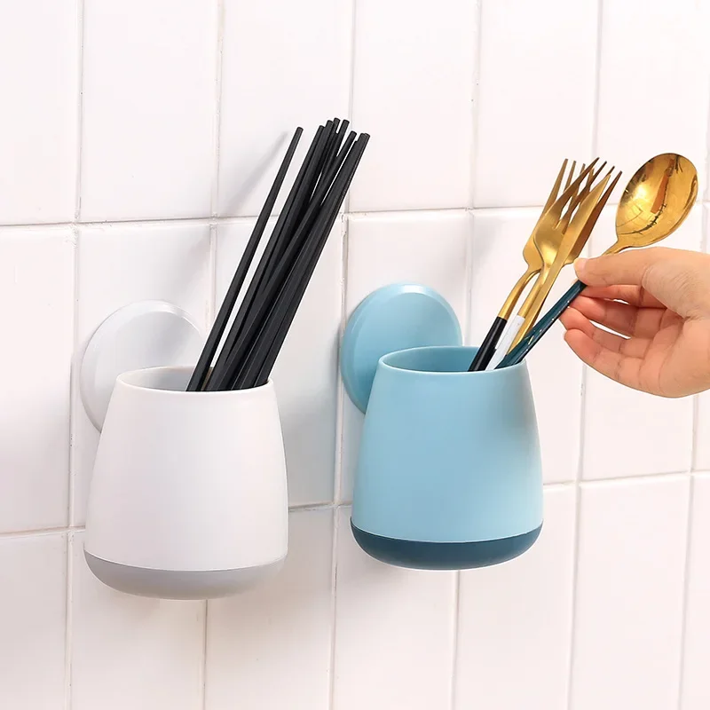 Bathroom Toothbrush Holder Toothbrush Toothpaste Wall-Mounted Storage Rack Kitchen Chopsticks Tableware Drain Shelf Organizer