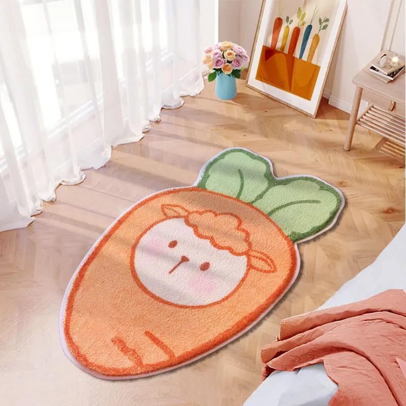 Fruit Imitation Cashmere Shaped Carpet Bedside Cute Cartoon Children's Room Floor Mat Bathroom Living Room Balcony Carpet Decor