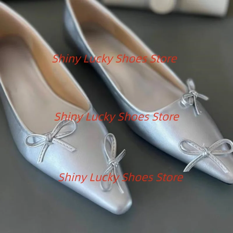 أحذية بعقدة على شكل فراشة للنساء بأصابع مدببة وكعب مسطح باليه نسائي خطوط خياطة للسيدات الضحلة أحذية نسائية صلبة من Zapatos #4
