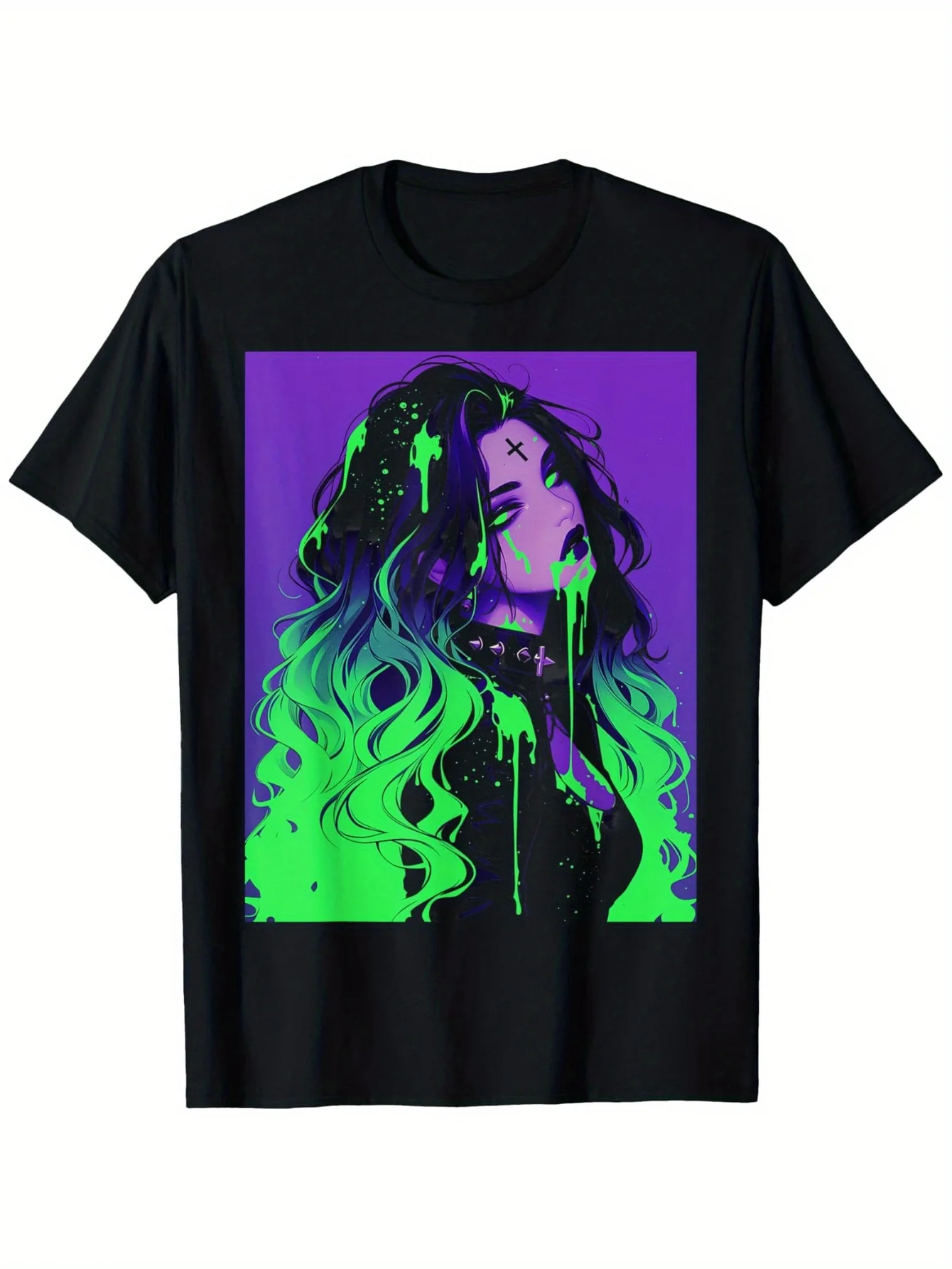 تي شيرت ybergoth Cybercore Grunge Punk Goth Alt Anime Manga، 100% قطن، وزن قماش 180 جرام، تي شيرت كاجوال للعطلات