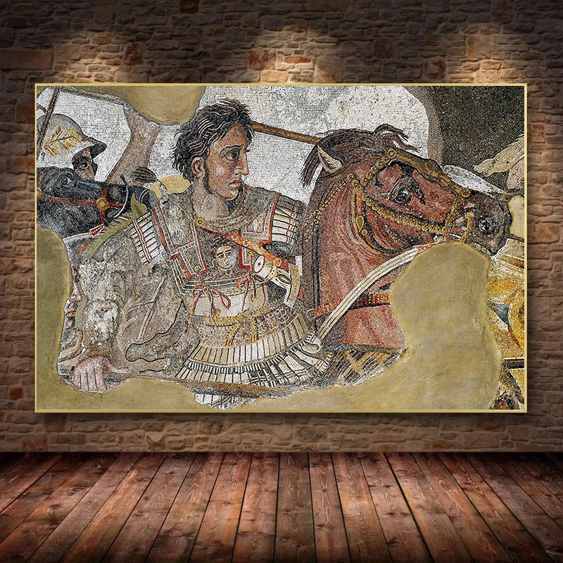 Alexander the Great in Pompeii Ancient Greek Battle Scene Reproduction Poster Canvas Painting Wall Art Pictures Home Decor