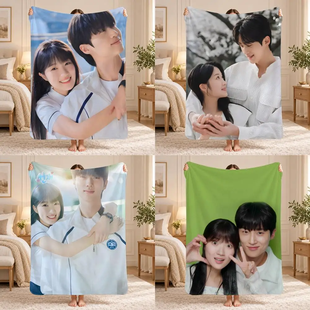 K-drama Lovely Runner Throw 240g Lightweight Flannel Blanket, Soft Skin Throw Blanket for Sofa Bedroom
