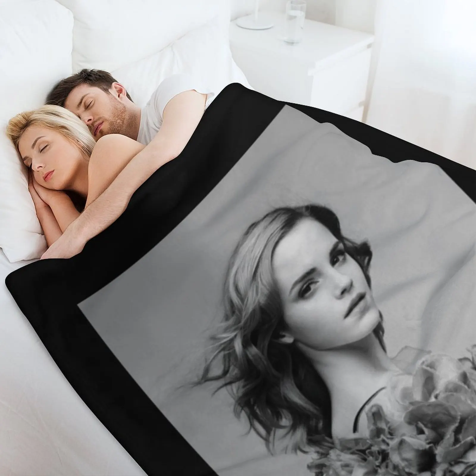 إيما واتسون كلاسيك تي شيرت رمي بطانية واحدة تتحرك الأزياء الأرائك البطانيات