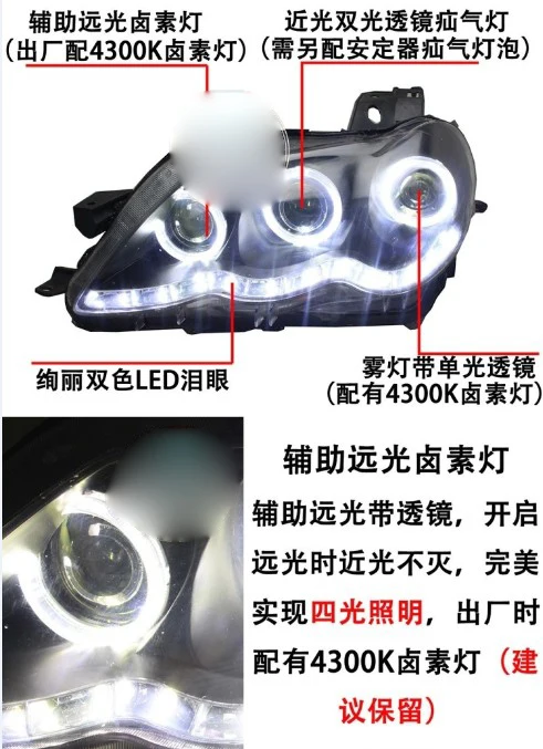 2pcs Car Styling Head Lamp for Reiz Headlight 2005~2009 Mark X LED taillight rear lamp DRL H7 Hid Angel Eye Bi Xenon Beam