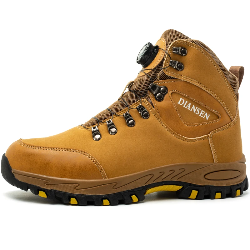 New Rotating Button 2024 Waterproof Security Work Safety Boots Protective Leather Boots Anti-smash Anti-puncture Industrial Shoe