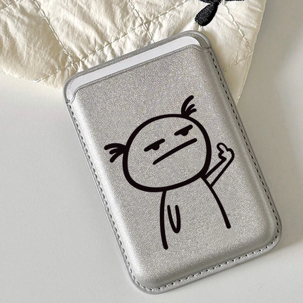 Stick Figures Leder-Kartenetui Handyhülle Kartenhalter für Magnetische Hülle Geeignet für alle iPhone Magsafe Karten-Handy-Rückseiten-Taschen – Detail 1