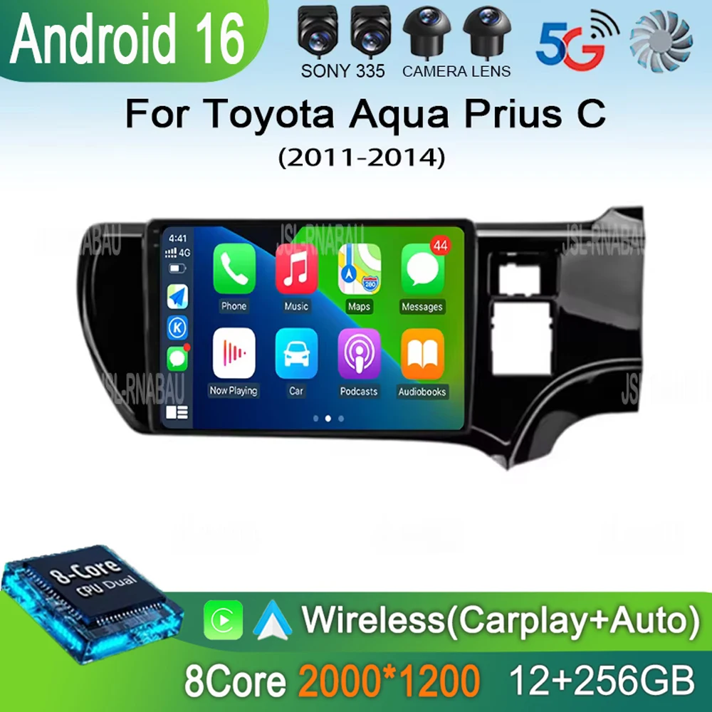 

Автомагнитола Android 16 с Carplay, 4G, Wi-Fi для Toyota Aqua Prius C 2011-2014, навигация GPS, мультимедийный видеоплеер, 2DIN, DVD, стерео, Bluetooth