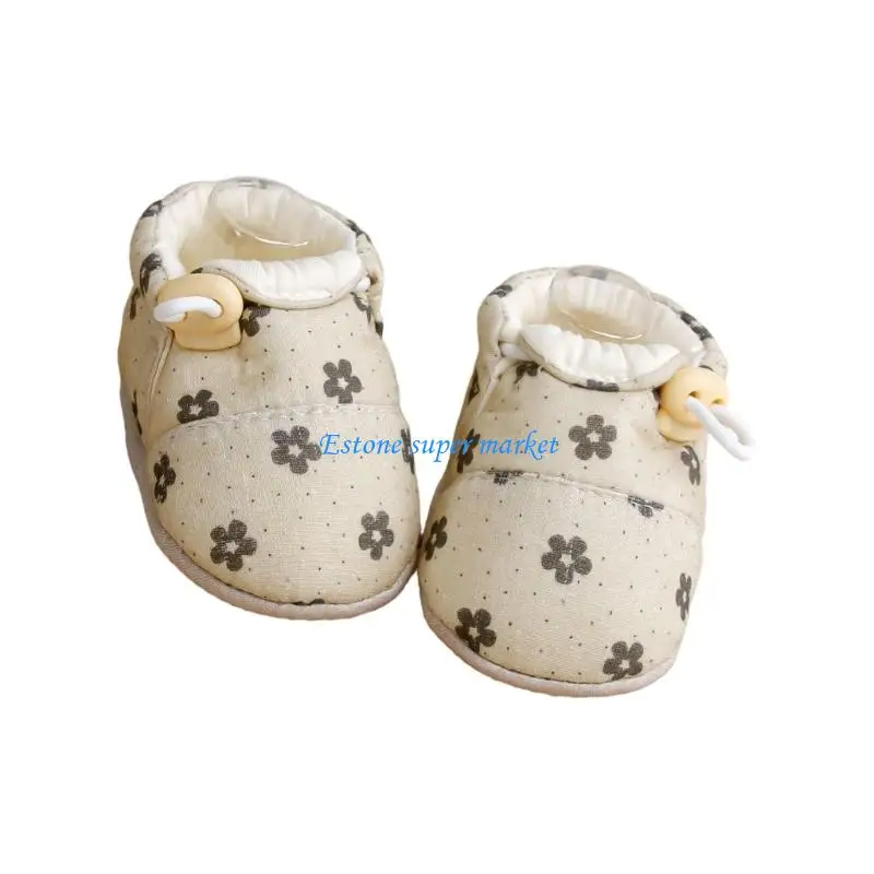 

090B 1 Pair Comfortable Cotton First Step Shoes Anti Slip Accent Learning to Walk Shoes for Infants Foot Development