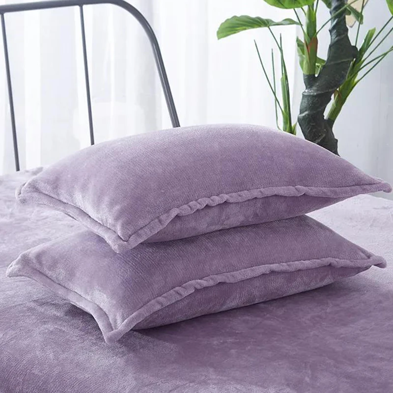 Flannel pillowcase, 48x74cm, solid color, autumn and winter, flannel, warm, plus, velvet pillowcase, large bed