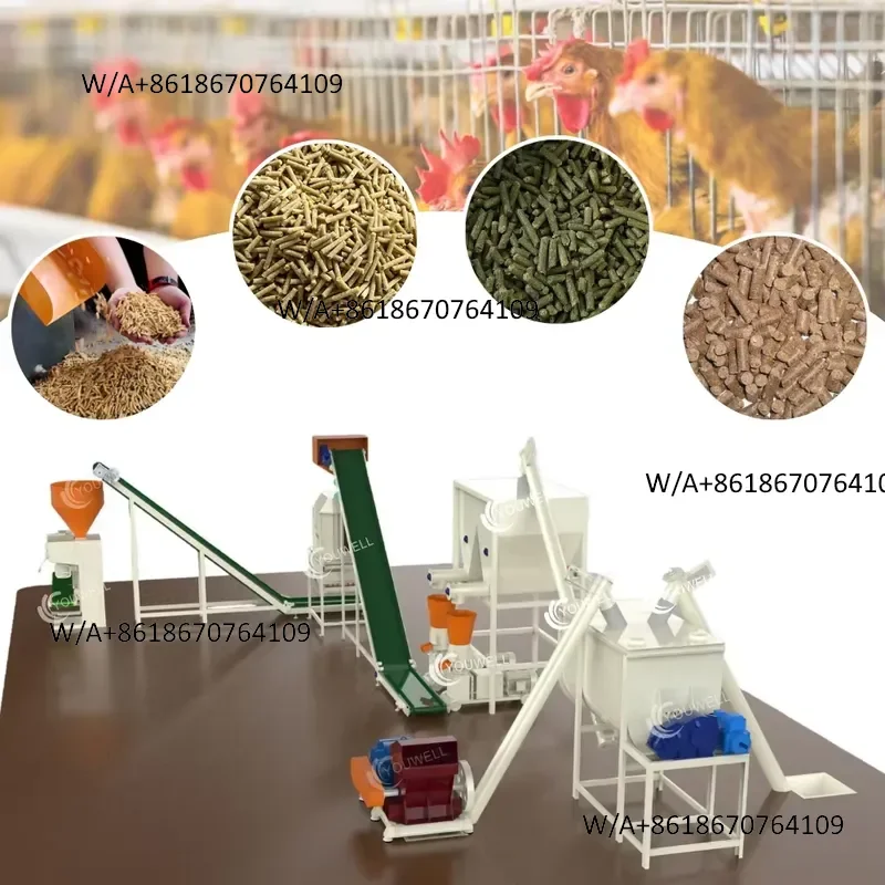 Professional 2T/H Turn-key Project CE Certified Automatic Integrated Animal Feed Pellet Production Line for Poultry Cattle