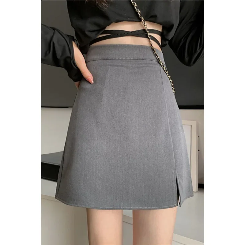 Skirts Women Solid All-match Mini Teenagers Fashion Lady Empire Popular Charm Preppy Temperament Ulzzang Simple Casual Gray New