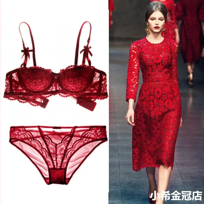 섹시한 레이스 얇은 면 컵 붉은 조디악 속옷을 모으는 새로운 유럽과 미국의 브래지어 세트
