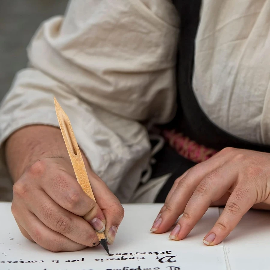 1 set di penne in bambù naturale con 3 spessore diversi per gli amanti della calligrafia per esercitarsi con penna a immersione per calligrafia, carattere gotico adatto