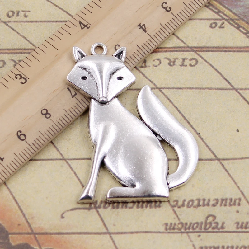 5pcs Charms Fox 50x37mm Tibetan Silver Color Pendants DIY Antique Finding Making Handmade Jewelry