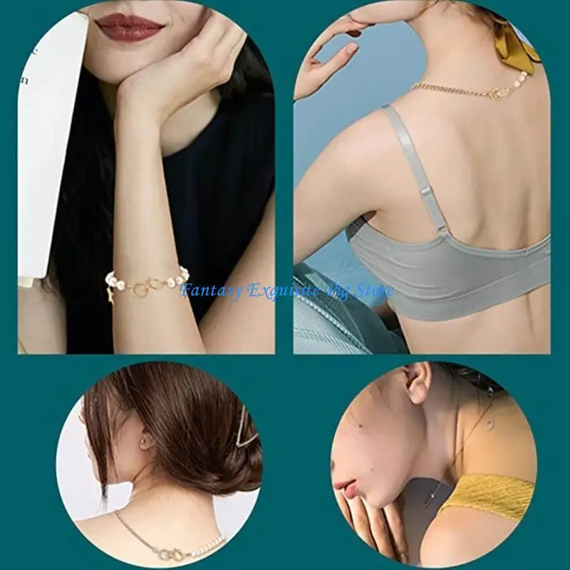 مشبك بكفالة قابل للتبديل، مشبك معدني على شكل قلادة، لصنع المجوهرات بالخرز #2