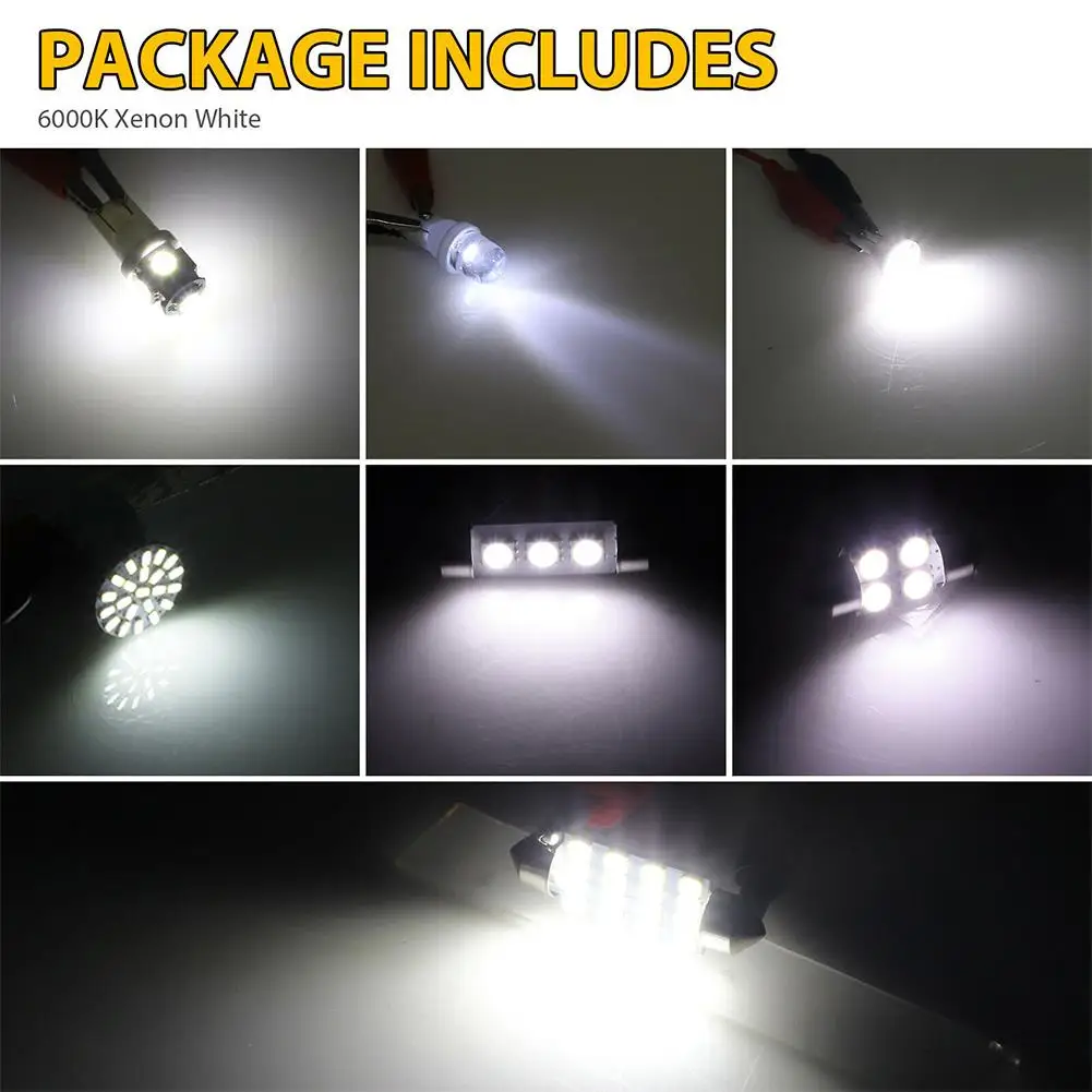 42pcs Interior Car Lights Led Combination Set 31mm 36mm 41mm T10 1157 12v 6000k Led Dome Light Replacement Bulbs Reading Light