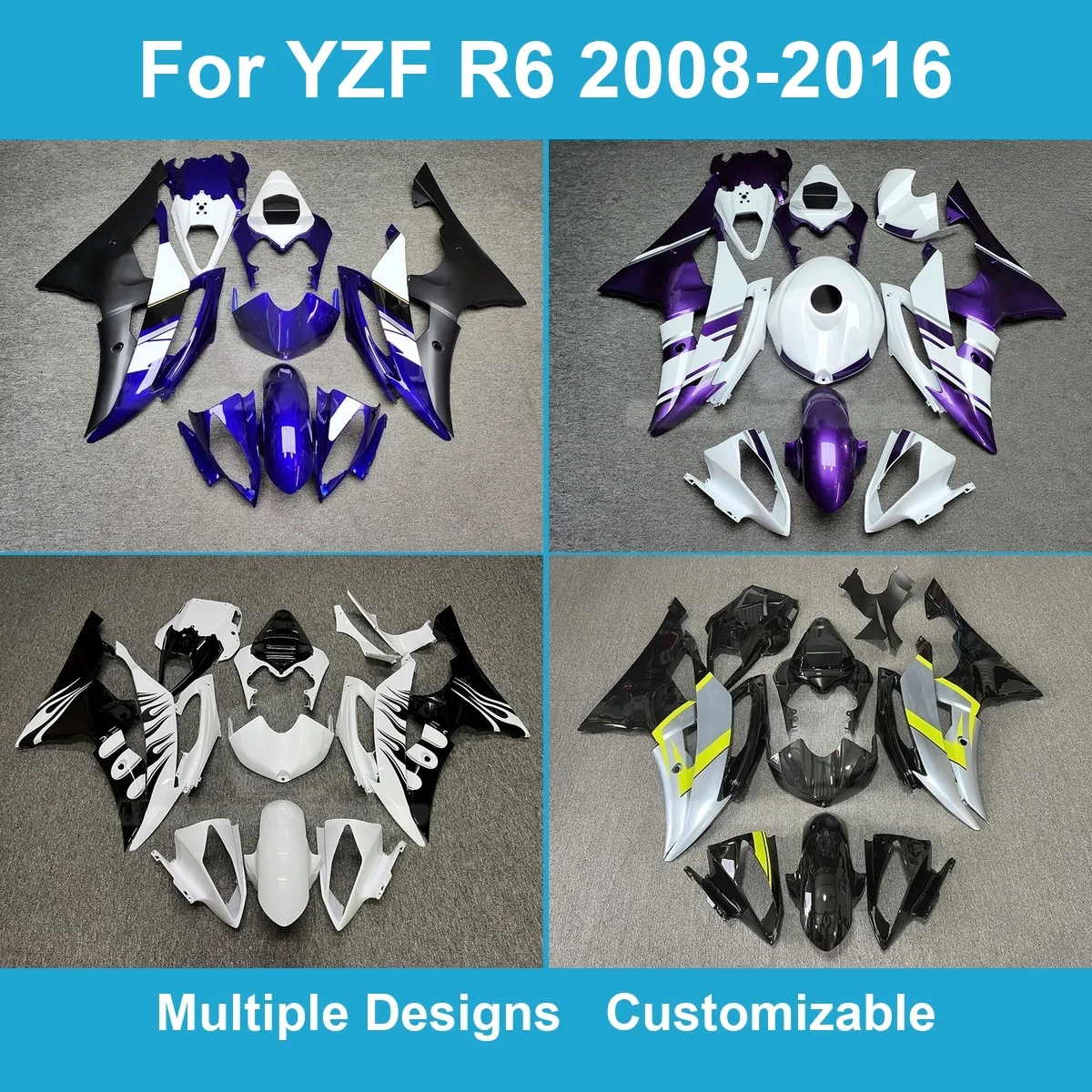 Sportbike Fairings Kit for R6 2008-2016 13S RJ15 Injection Moulded ABS Full Bodywork Panels Cover Casing Complete Set