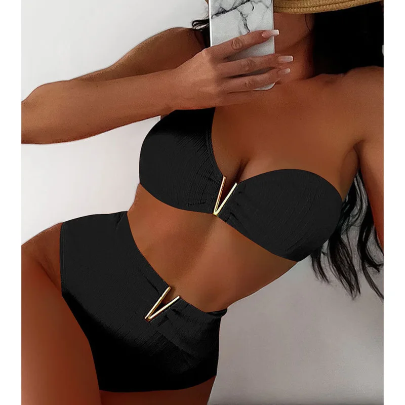 Black Sexy Bikinis 2024 Women High Waist Swimwear Female Swimsuit Swim Wear Bathing Suits Brazilian Bikini Set Beachwear Bather