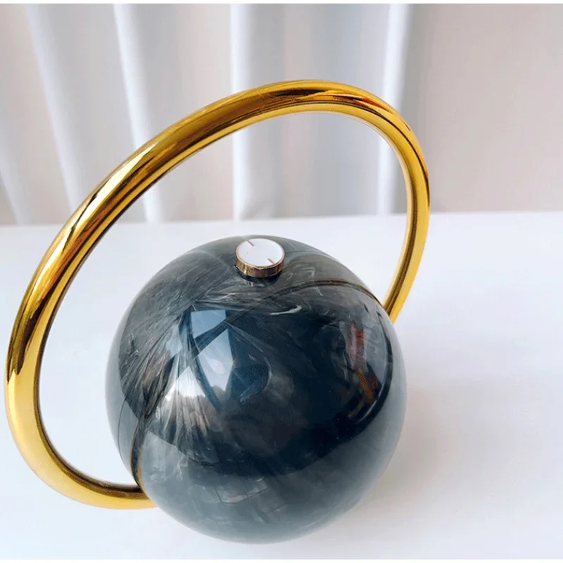 Sphärische Abend-elegante Clutch-Geldbörse, Designer-High-End-Handtasche mit Galvanikgriff und Marmormuster, Damen-Tragetasche mit Kugel – Detail 11