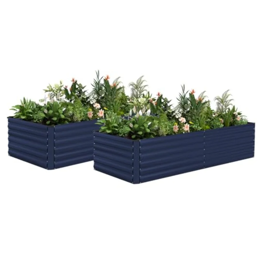 

Металлическая приподнятая грядка для сада 8x4x2 фута (2 шт., синяя) – большая уличная клумба для овощей, цветов, трав, фруктов и суккулентов