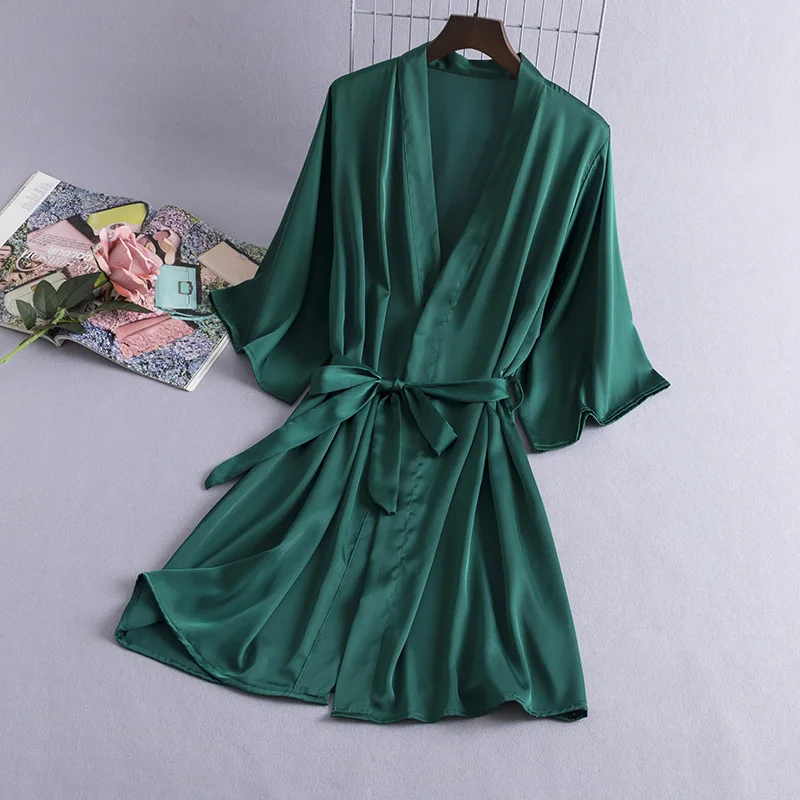 Women Silk Rayon Sleepwear Bridal Wedding Gift Kimono Solid Satin Robe 2024 Spring Summer Homewear Nightgown Sexy Nightwear