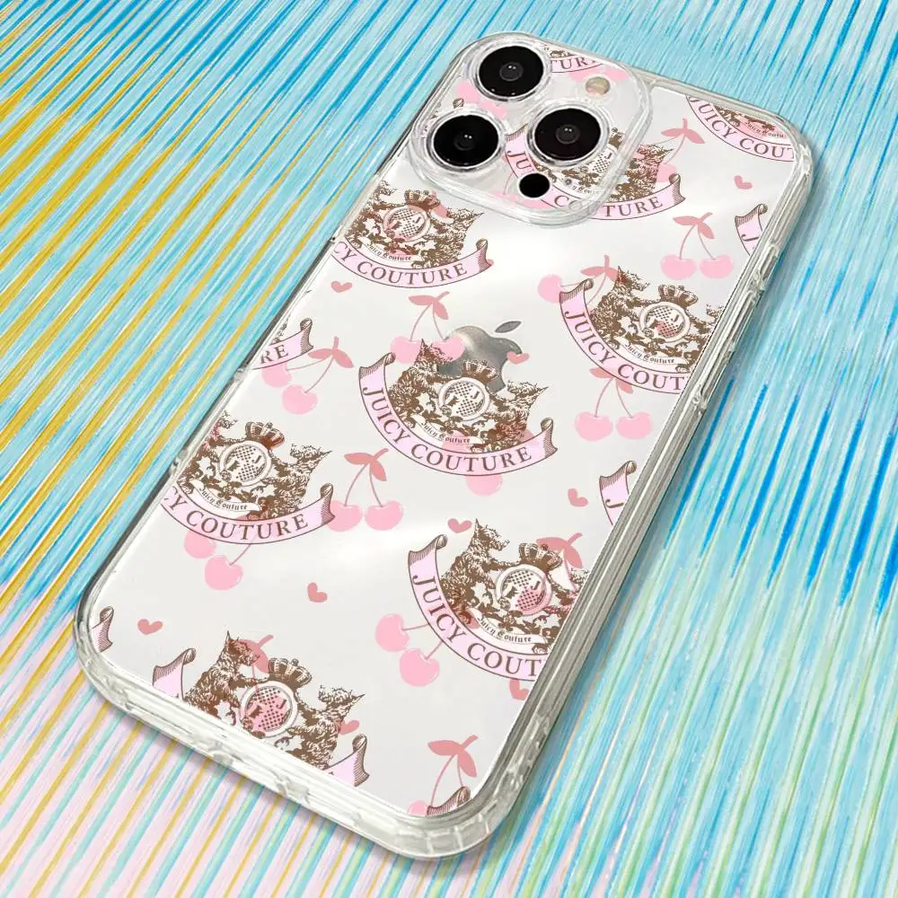 Juicy Couture-e Funda de teléfono para iPhone17,16,15,14,13,12,11 Plus,Pro Max Funda transparente suave