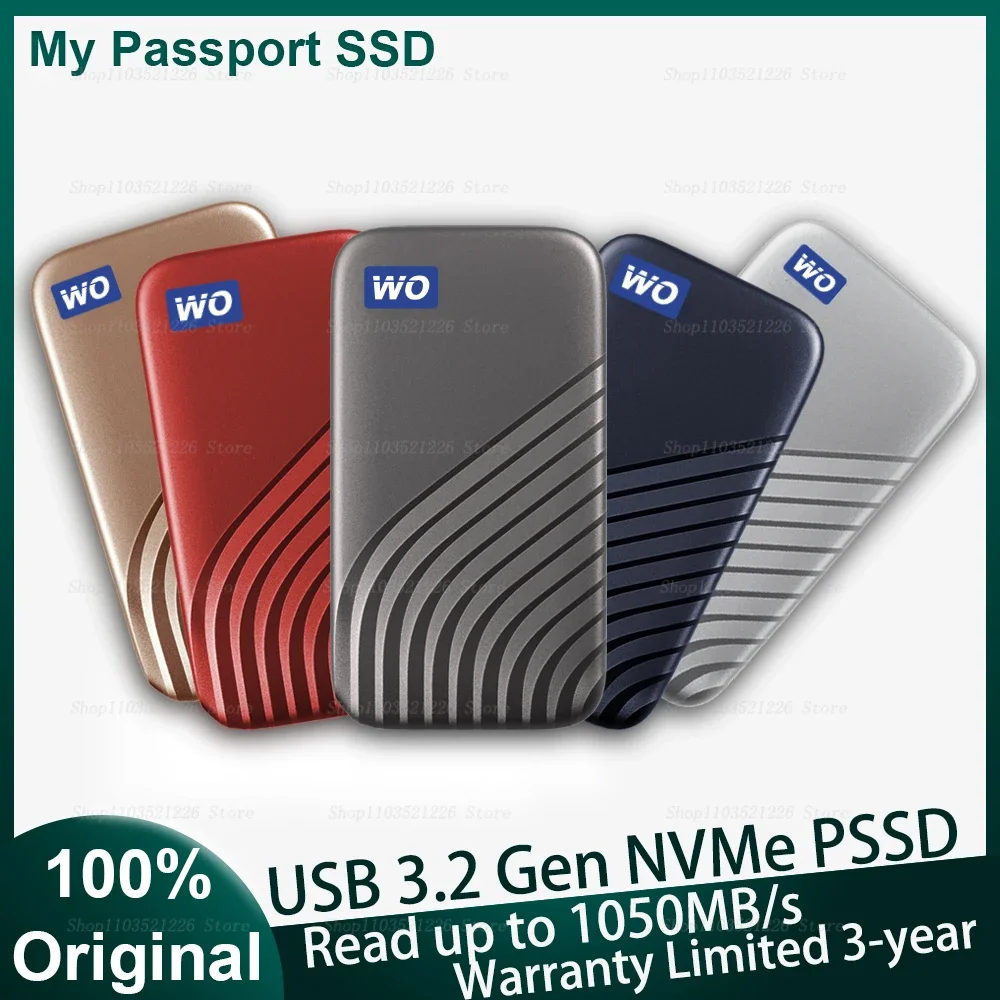 

For Western Original My Passport SSD Portable SSD USB 3.2 Gen NVMe Solid State Drive Read speed up to 1050MB/s new for Pc Mac