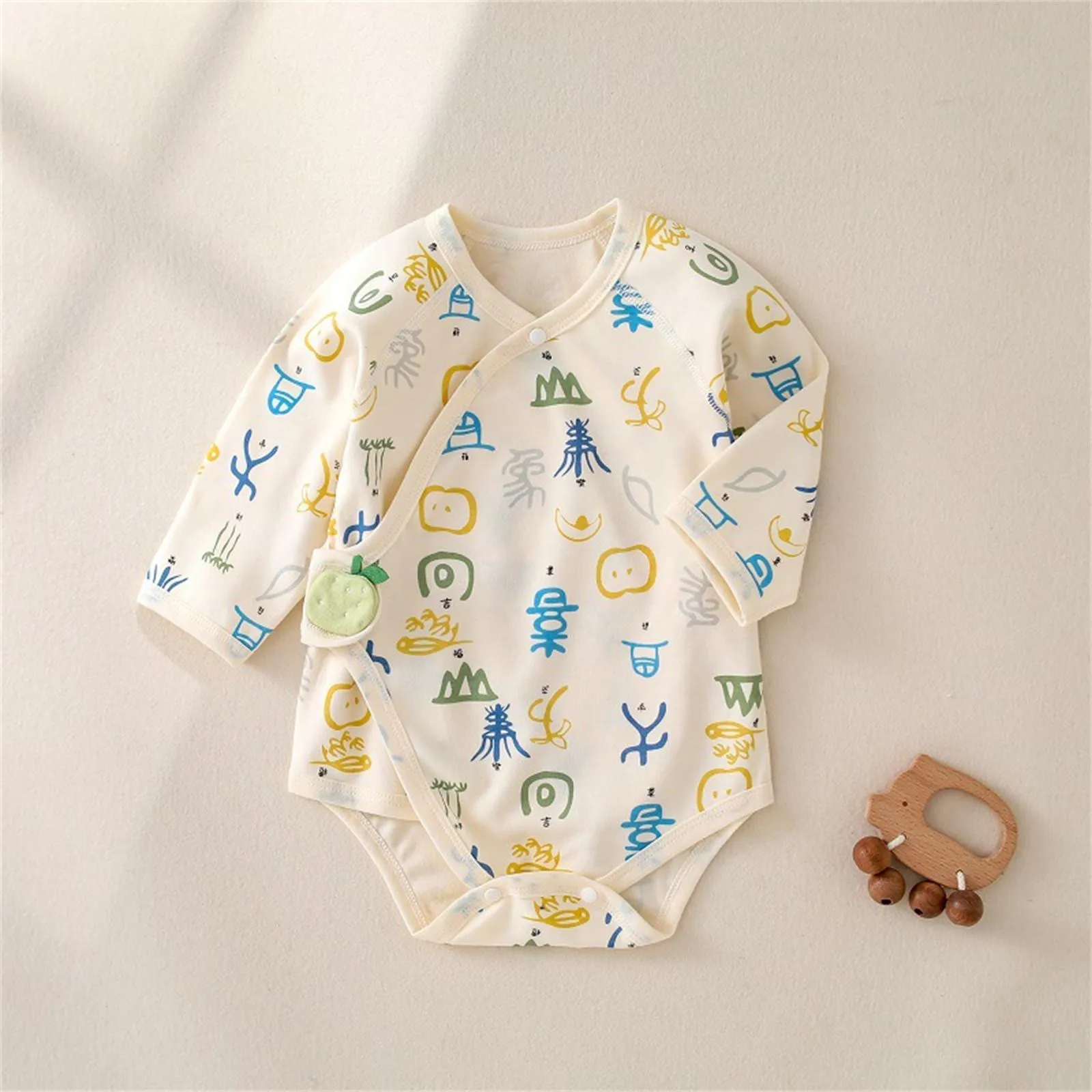 Cartoon Print Baby Romper Newborn Soft Cotton Long Sleeve Bodysuit Chinese \'FU\' Baby New Year Clothes One Piece Outfit Jumpsuits