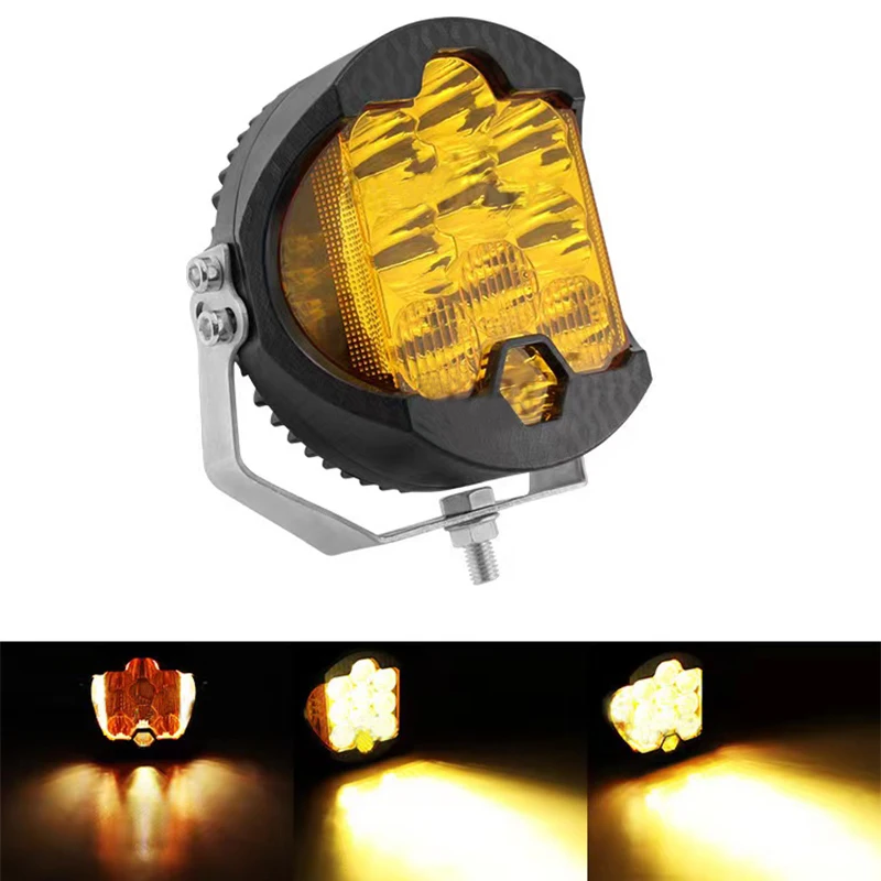 5Inch Led Car Work Light 50W Spotlight Three Sides Glow Yellow for Off Road 4x4 Trailer Modification Front Bumper Headlight