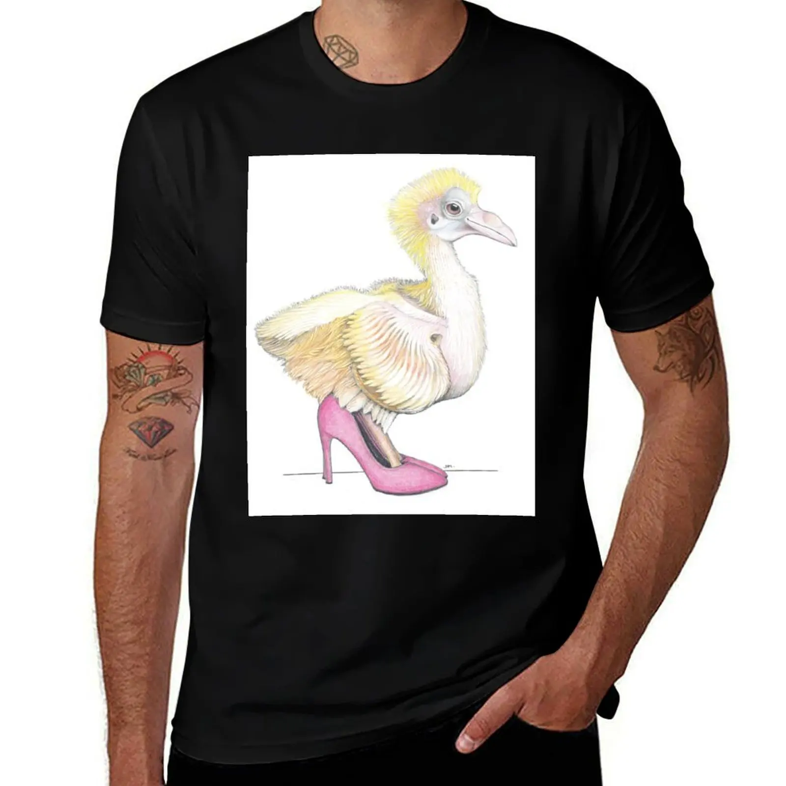 

Pigeon Squeaker in High Heels T-Shirt Large Size Casual Short Sleeve Top
