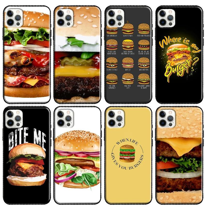 Gourmet Burger Phone Case For Apple iPhone 13 12 11 Pro Max mini X XR XS Max 7 8 Plus SE 2020 Cover Coque