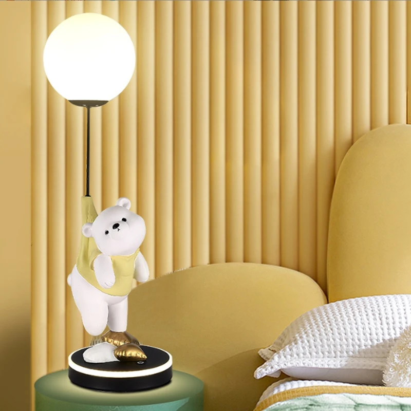 

Nordic European Polar Bear Table Lamp Creative Sculpture Kid's Room Bedroom Bedside Lamp With Touch Dimmable Niight Light