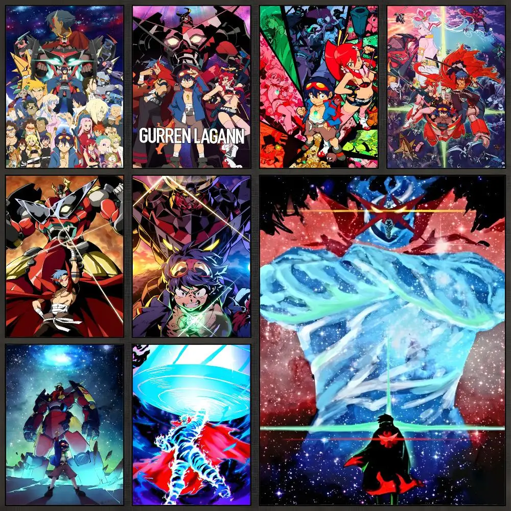 Anime Gurren Lagann Mecha Action Poster Peel And Stick Wall Art PP Waterproof HD Bedroom Living Room Home Decor Gift