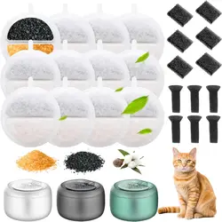 12 Cat Water Fountain Filters  6 Centre Sound-Absorbing Pump Filter Sponges  for 84 Fl Oz / 2.5 L Nugget Lite Drinking Fountain