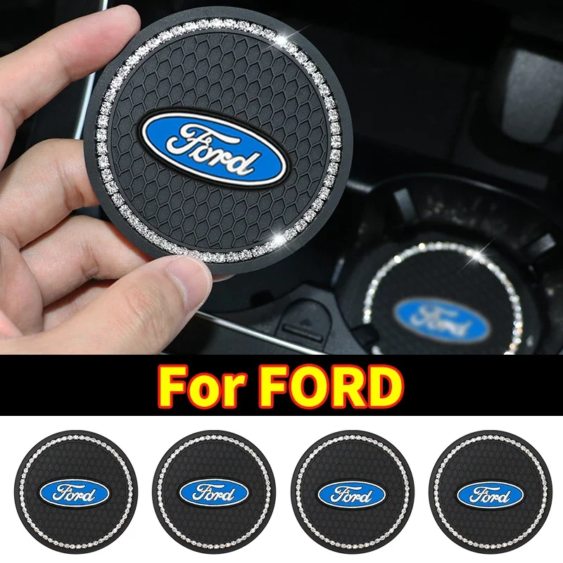 1/2PCS Car Coaster Water Cup Bottle Holder Anti-slip Pad Mat For Ford Mustang Raptor Fiesta Focus 1 2 3 4 Mondeo Kuga Fusion mk5