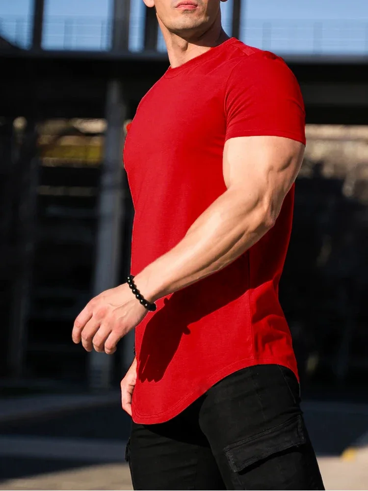 Muskel-Fitness-T-Shirt Sommer Herren Athleisure Workout Kurzarm-T-Shirt Hochwertige Baumwolle Herren T-Shirt Gym Sport Shirt Oberteil – Detail 13