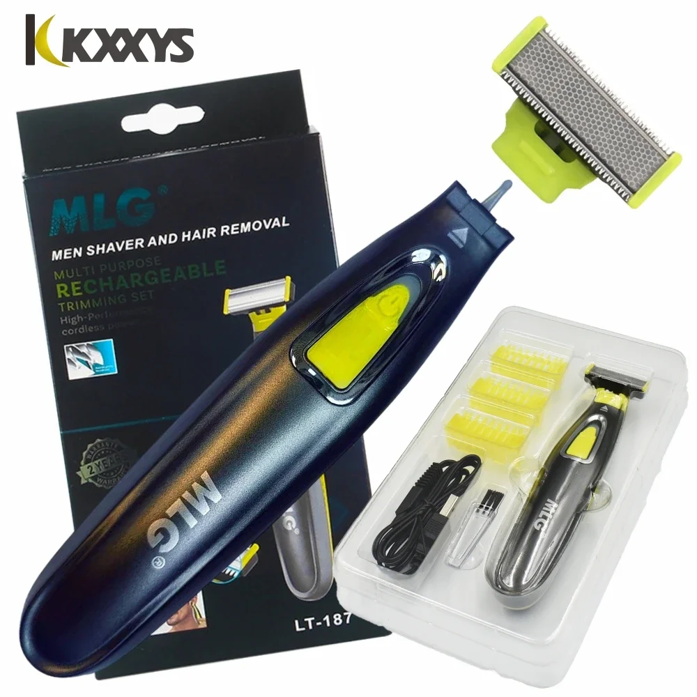 

USB Rechargeable Shaver Kit-Professional Men's Beard & Body Trimmer, Cordless Electric Shaver with Stainless Blades