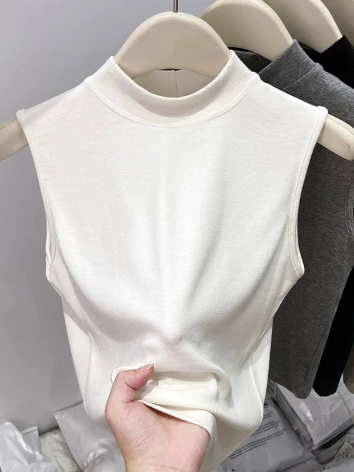 

Женский облегающий жилет с высоким воротником, универсальная футболка с базовым слоем, повседневная уличная внутренняя одежда, весна-осень, новый Sle