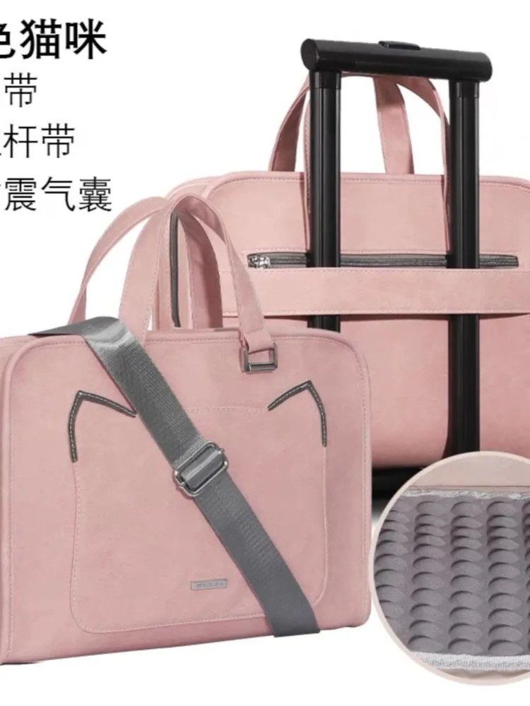 Ins Pink Laptop Shoulder Bag Sleeve Handbag Waterproof MacBook Air Pro 13.3 14 15.6 16 Inch PC Case Travel Briefcase Shockproof