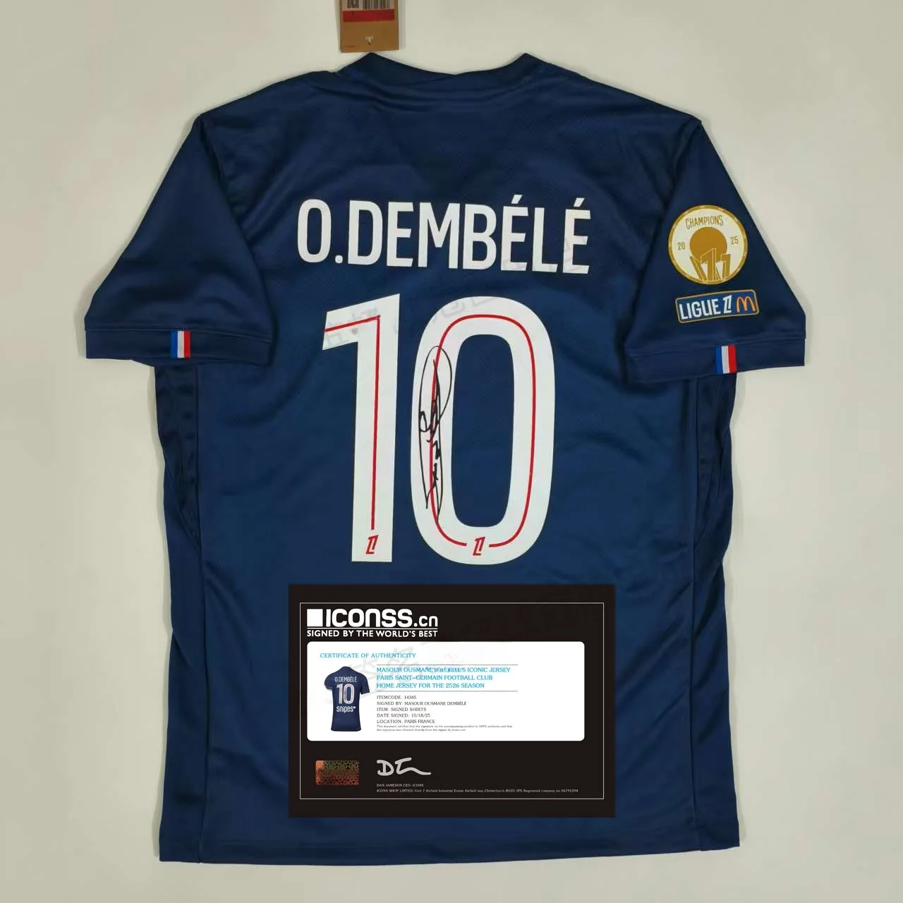 maillot-de-football-domicile-signe-dembele-edition-fan-signature-imprimee-haut-de-sport-manches-courtes-retro-polyester