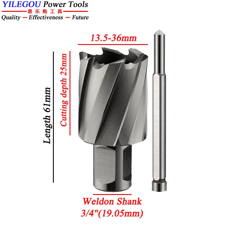 

13.5-36mm x 25mm HSS Rail Cutter 22x25mm High Speed Steel Rail Drill Bit 31x25mm HSS Metal Hole Saw Use For Rail Drilling Hole