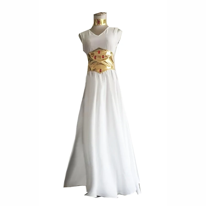 Saint Seiya The Lost Canvas Sasha(Athena) Cosplay Costume White Dress Any Size