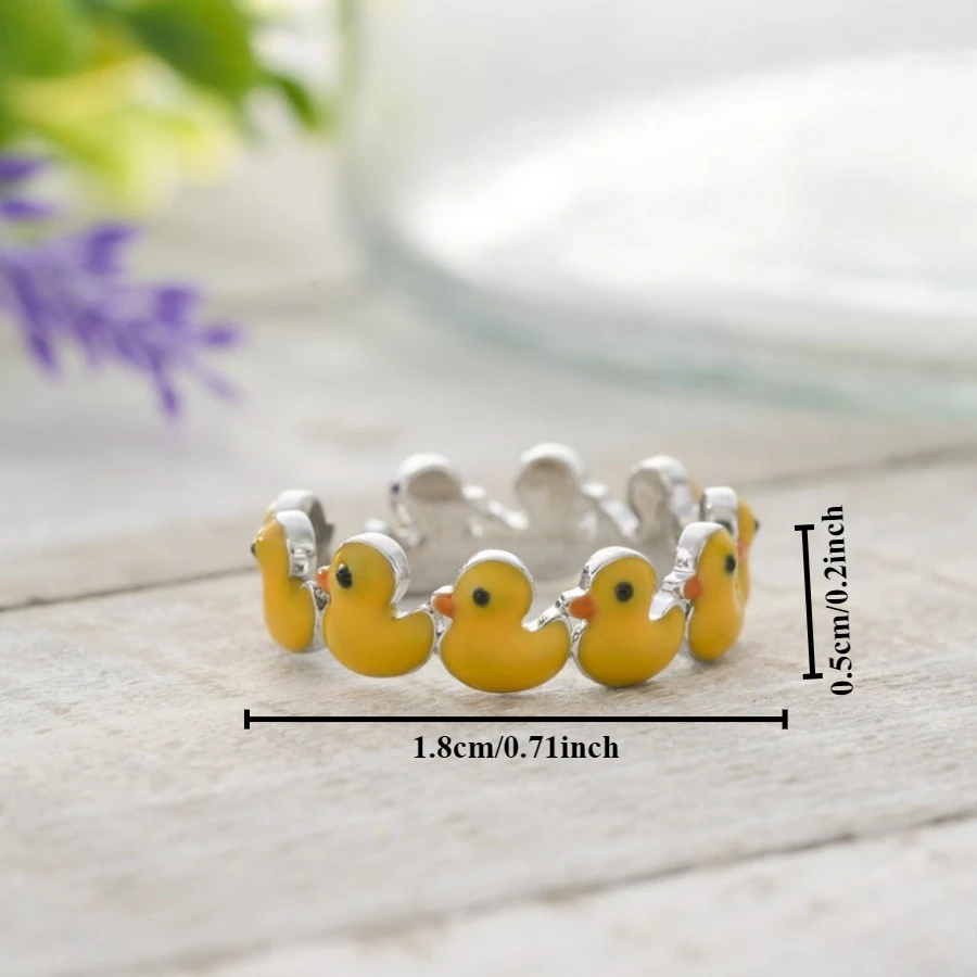 Fashion Cute Yellow Duck Ring Jewelry Ring for Women Perfect Christmas Jewelry Gift Anniversary Gift for Loved Ones Luxury