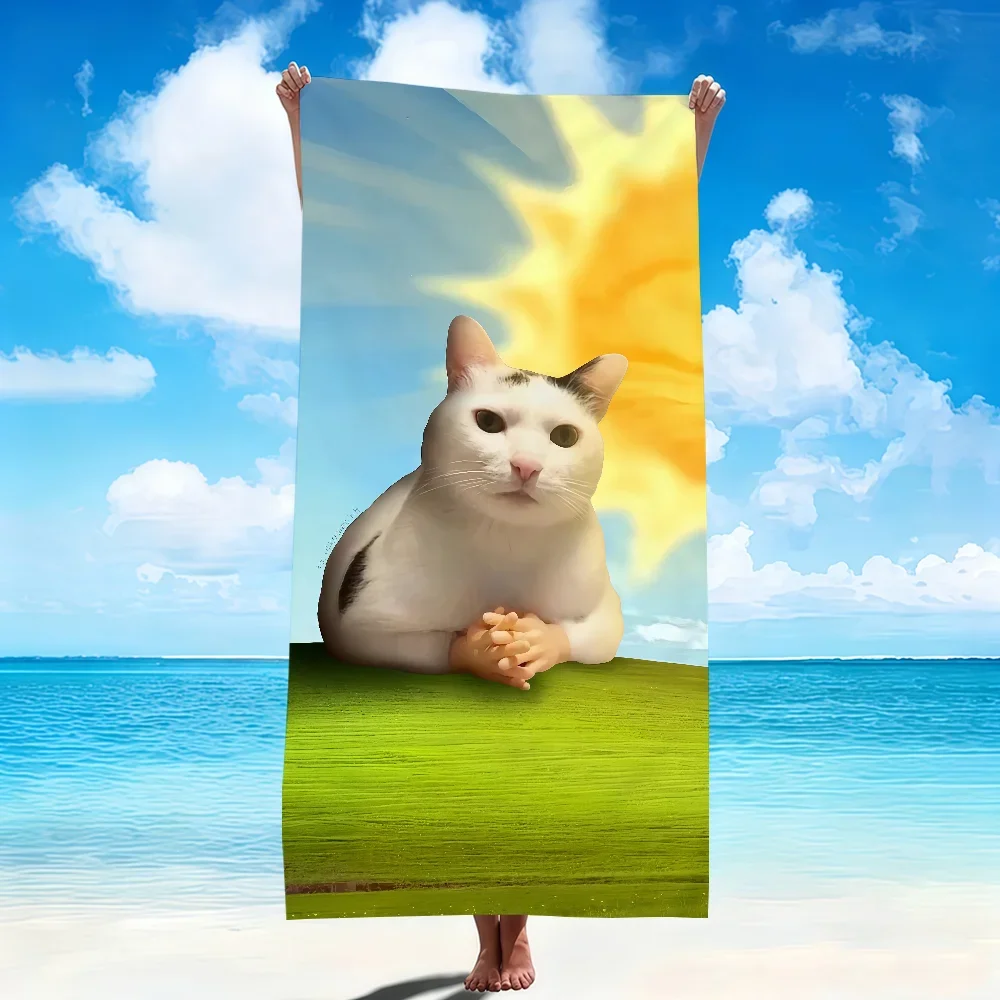 Cute cartoon funny cat meme abstract kitten Soft Beach Towels Quick Dry Pool Towel for Travel Gym bathing Spa Camp sport Gift